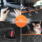 PETIVO Hunde Autositzbezug – einfache Installation in 4 Schritten mit Befestigungsclips, Kopfstützen-Schlaufen, Sitzgurt-Öffnungen und Sicherheitsleine
