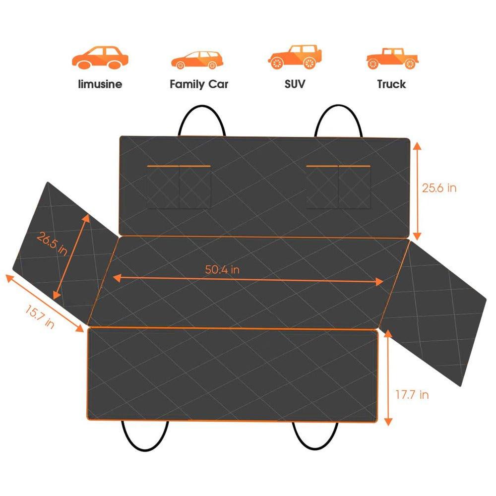 PETIVO Hunde Autositzbezug mit Maßangaben (50,4 x 25,6 Zoll) und Seitenklappen – kompatibel mit Limousine, Familienauto, SUV und Pickup