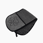 PETIVO Hundehandtuch in Grau aus saugfähigem Mikrofaser-Chenille mit Pfotenprint und praktischen Handtaschen zum schnellen Abtrocknen