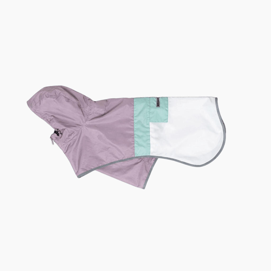 PETIVO Hunderegenmantel in Rosa, Mintgrün und Weiß mit Kapuze und reflektierendem Saum – leicht, wasserdicht und atmungsaktiv
