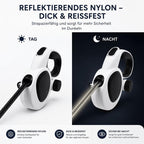 PETIVO Rollleine mit Licht – reflektierendes Nylonband bei Tag und Nacht, dick und reißfest für sicheres Gassigehen im Dunkeln